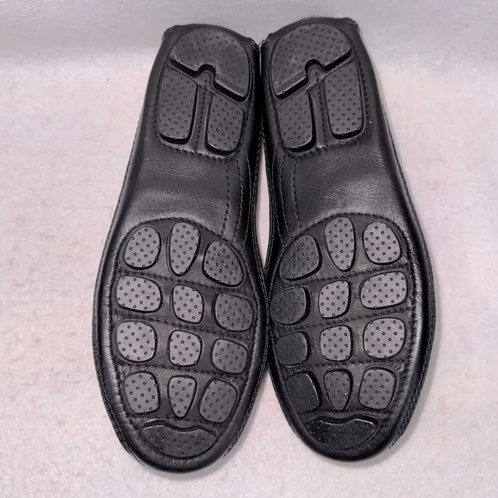 Women’s Orvis Leather Driving Shoes Moccasins Black Kiltie Tassel Loafers size 6